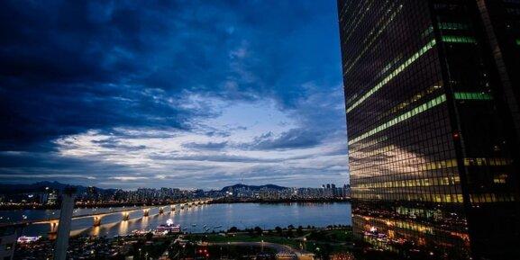Seoul cityscape skyline modern buildings night lights